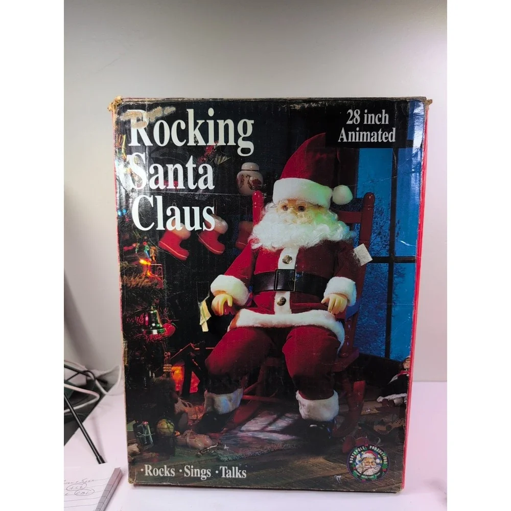 Vintage Rocking Santa Claus In Chair North Pole Productions Christmas 1991 Boxed